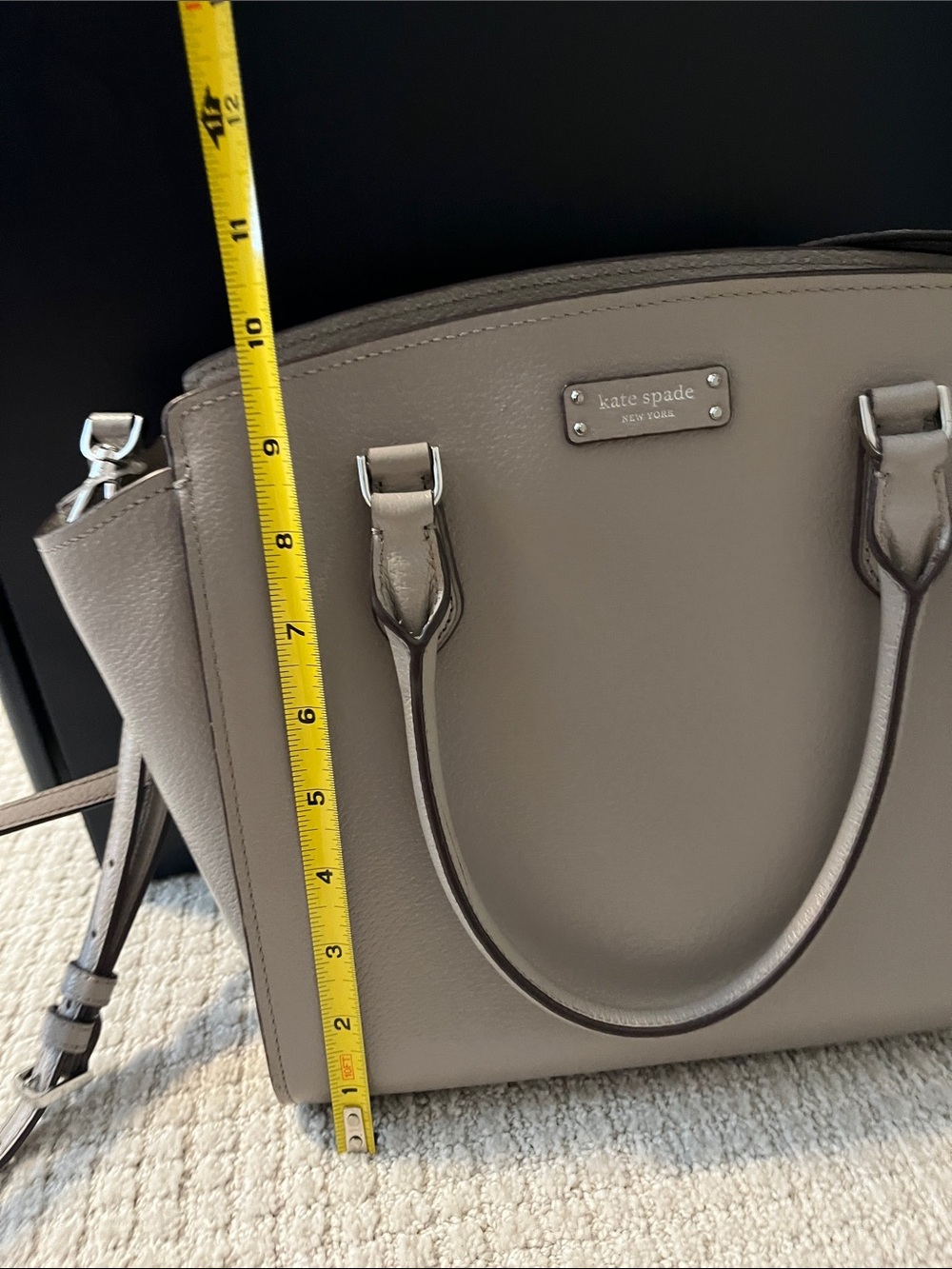 kate spade Taupe Gray Pebbled Leather Satchel - Picture 3 of 8